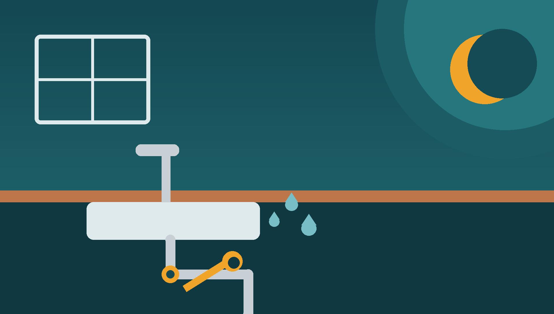 Moonly technician adjusting a water valve under a kitchen sink in a KL home